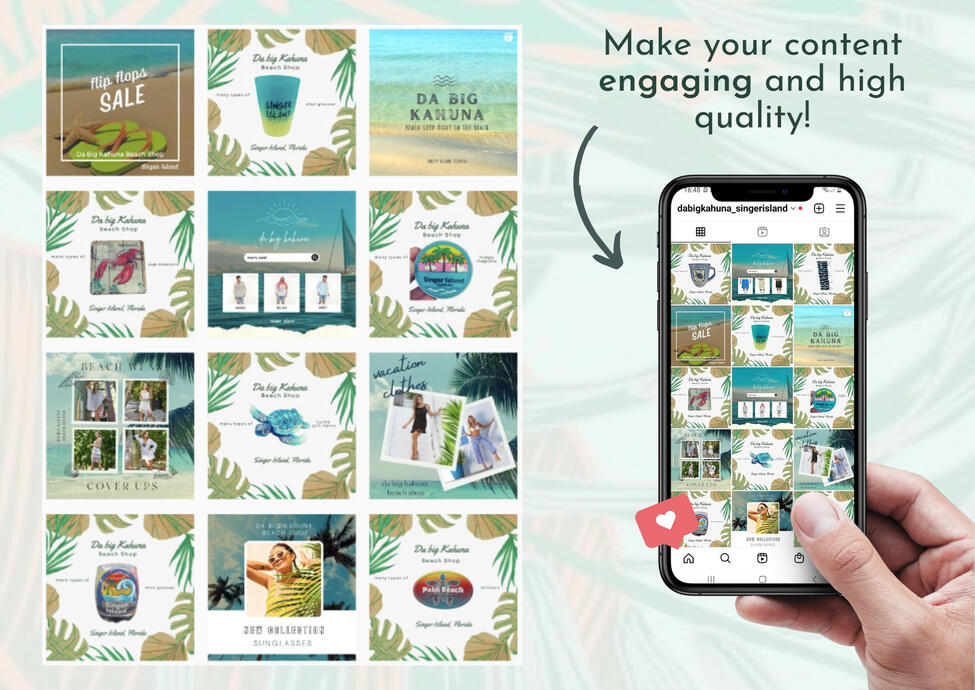 Beach accessories shop's social media page